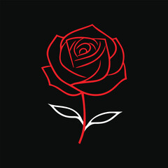 rose on black. Red rose with black background. Vector