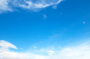 Background of blue sky and white clouds soft focus and copy space  horizontal shape.