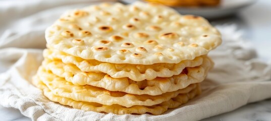 Intricate unleavened bread details   dense piece with textured patterns, perfect for text placement