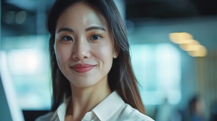 Fototapeta premium Portrait of a young Asian woman working in the office