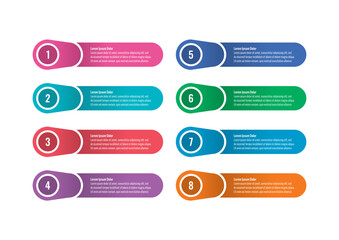 Infographic template for business, technology, IT, food, industrial world. colorful columns infographic template. eight options information template