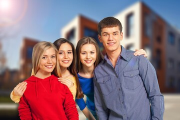 Portrait Of High School or university Students have fun Outdoors