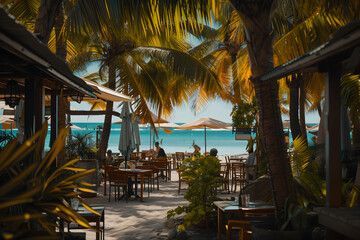 Tropical Beachfront Restaurant Ambiance