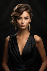 Fototapeta premium Elegance beautiful woman in business suit, tuxedo for wedding, blending professionalism with timeless bridal chic, embodying grace, style, sophistication for stunning celebration or meeting