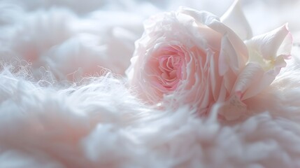  Delicate Rose Amidst Fluffy White Textures