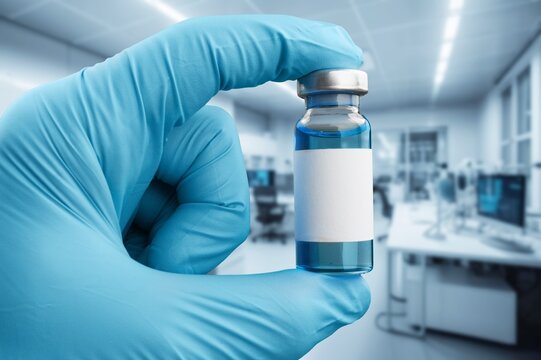 Vaccination shot for diseases. Doctor with vial