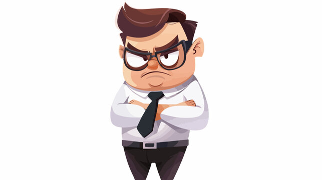 A cartoon boss with a grumpy expression. isolated on