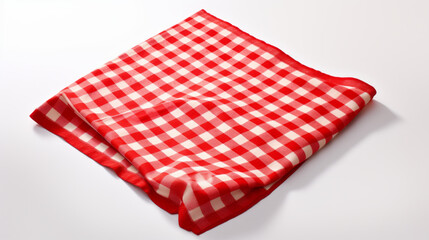 A red and white checkered picnic blanket isolated on a white background