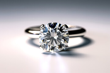 A gleaming diamond engagement ring is displayed against an abstract colorful background, symbolizing love, commitment, and elegance.