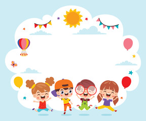 Cartoon Children Playing At Nature