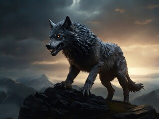Intriguing Mythical Wolf in Gloomy Atmosphere