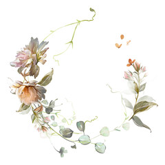 elegant vintage flower wreath series vector illustration on PNG transparent background