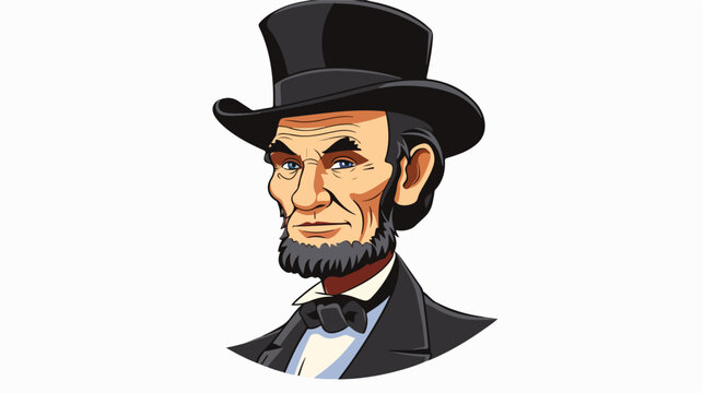 Abraham lincoln with hat comic character isolated on