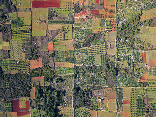 Aerial view of agriculture fields. Stari Grad Plain Hvar Island in Croatia