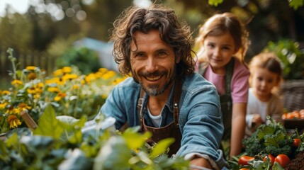 Families making compost from food waste
