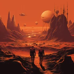 Poster Surreal Alien Landscapes, science fiction worlds, otherworldly scenes, alien scenery, scifi art © Nelia.art