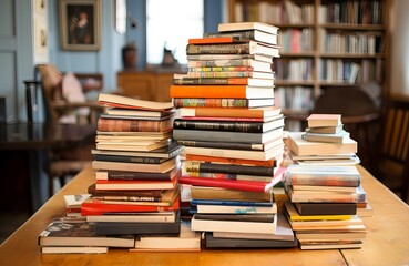 Old books stack. Stack history. Generate Ai
