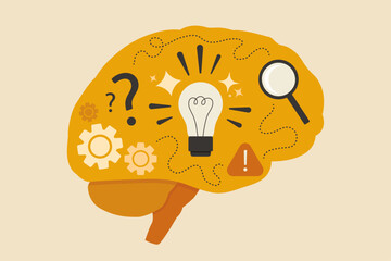 Critical thinking concept illustration. Creative problem solving, idea generation and decision making in the mind. Flat vector graphic.