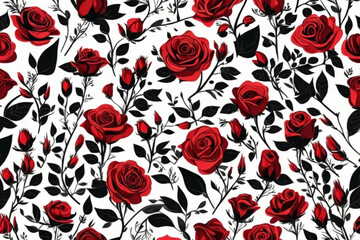 seamless pattern with red roses
