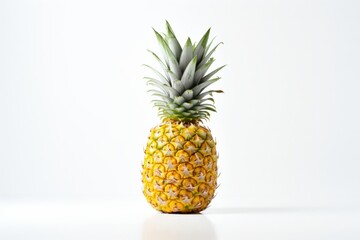 A single pineapple sits on a white background