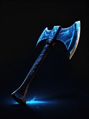 Mystic Darkness Fantasy Warrior Grasping Energy-Charged Axe