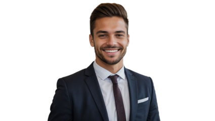 portrait of successful senior businessman consultant looking at camera and smiling inside modern office building isolated transparent background