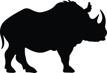 woolly rhinoceros  silhouette - obrazy, fototapety, plakaty