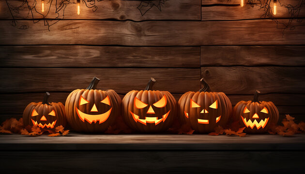 Halloween scary glowing pumpkin  head display decoration tradition autumn