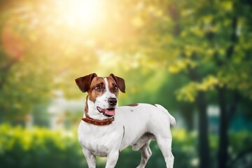 Adorable domestic dog posing outdoors