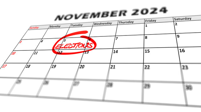 Illustration of calendar with highlighted date of American presidential elections on November 5