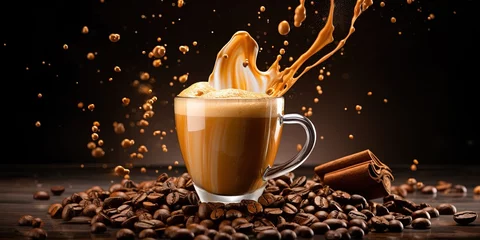  Cappuccino coffee with splash and beans © Влада Яковенко