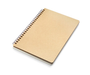 One notebook with kraft cover isolated on white