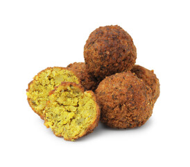 Delicious fried falafel balls isolated on white
