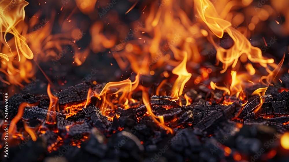 Aufkleber a close up view of a fire with lots of flames. suitable for backgrounds and dramatic visual effects