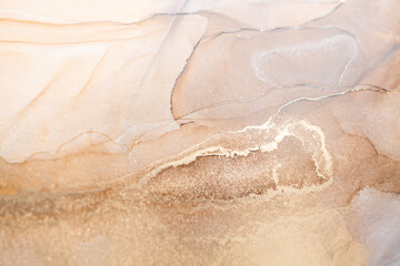 Luxury abstract fluid art alcohol ink technique: bronze, silver, metallic and gold color.