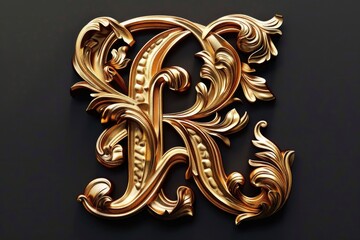 Elegant gold letter R on a sleek black background. Perfect for branding and design projects