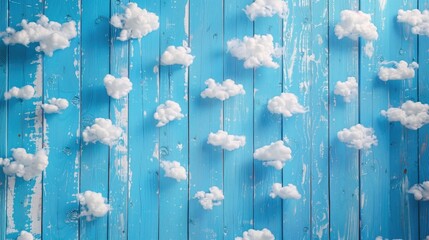 A wooden wall with a bunch of clouds, suitable for background use
