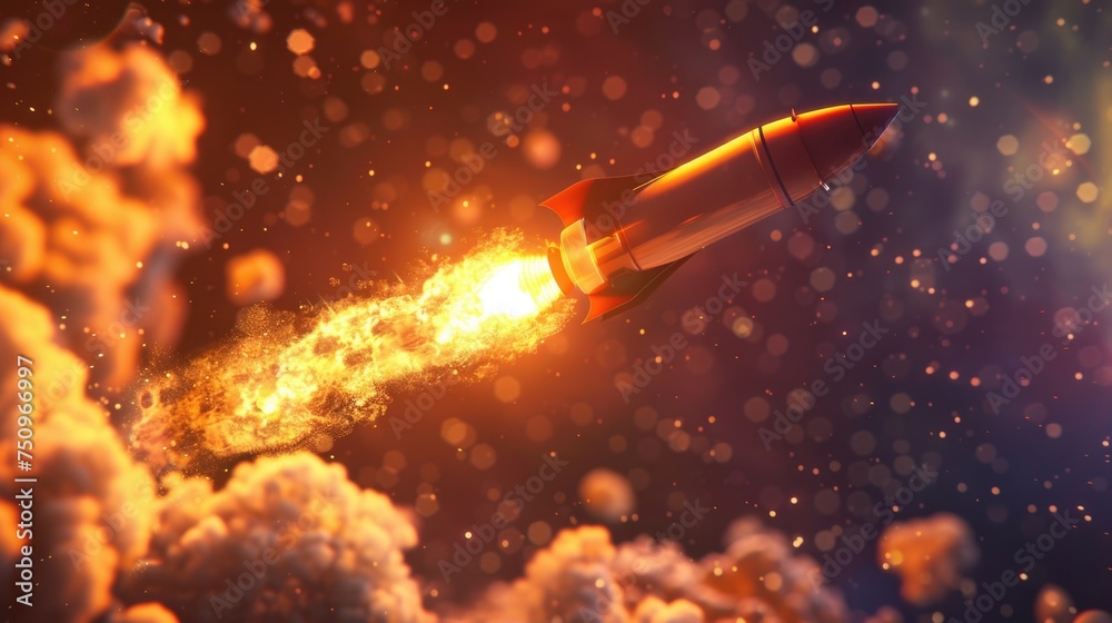 Aufkleber a rocket soaring through the air, suitable for science and technology concepts