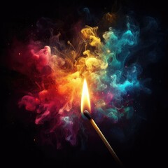 Inferno Elegance Matchstick Falls Creating Chromatic Smoke Trail - obrazy, fototapety, plakaty