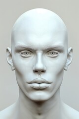 Close up of a white mannequin head, suitable for fashion design projects