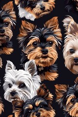 A group of dogs against a black backdrop, perfect for pet-themed designs