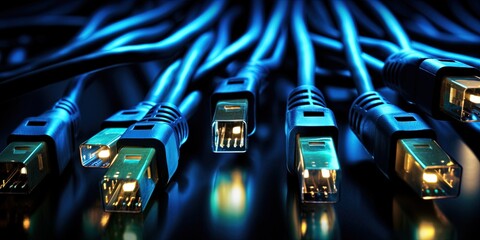 Concept of data cables inside computer transferring information