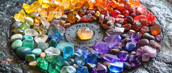 Minerals, Crystals, Semi precious Gemstones, Magic still life for Crystal Energy Healing, Esoteric ritual, Witchcraft, Spiritual practice, Meditation, reiki - 750967732