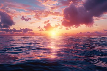 Fototapeta premium Beautiful sunset over the ocean, perfect for travel and nature concepts