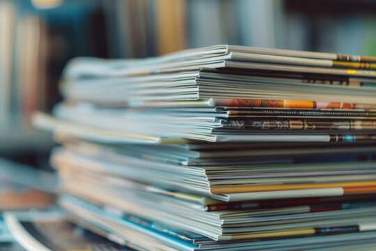 A stack of magazines sitting on top of a table, suitable for various editorial and lifestyle projects