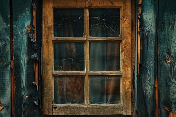 A cat sitting in a window of a rustic wooden building. Perfect for animal lovers and home decor