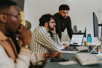 Business colleagues collaborating on project development for successful expansion.