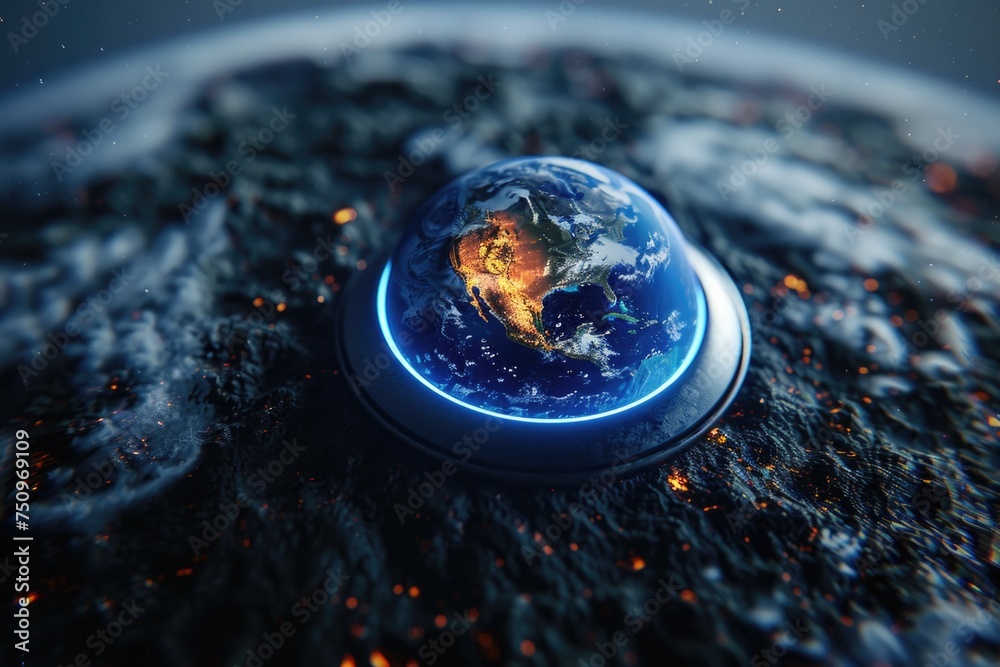 Poster a stunning view of planet earth from outer space. perfect for educational materials or scientific pr