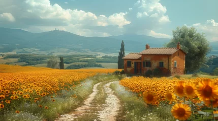 Papier Peint photo Toscane Countryside, San Quirico d`Orcia , Tuscany, Italy.
