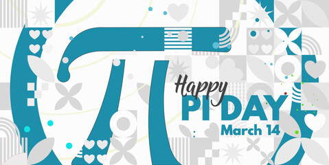 Happy Pi Day. March 14. Banner, illustration, card - obrazy, fototapety, plakaty